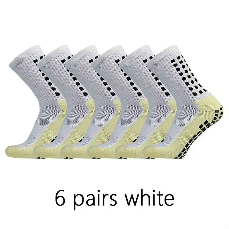 6 Pairs Professional Silicone Non-slip Football Socks Men Women Breathable Outdoor Sports Soccer Grip Socks