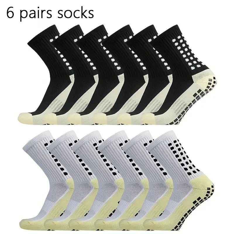 6 Pairs Professional Silicone Non-slip Football Socks Men Women Breathable Outdoor Sports Soccer Grip Socks