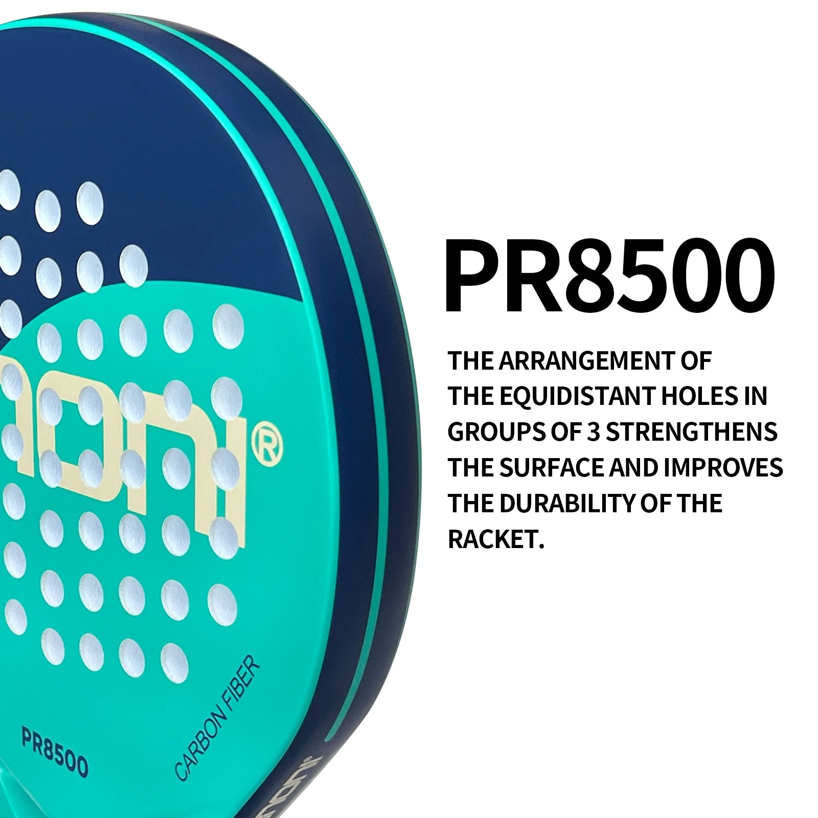 Padel Racket Carbon Fiber Surface with EVA Memory Flex Foam - IANONI - Light Blue
